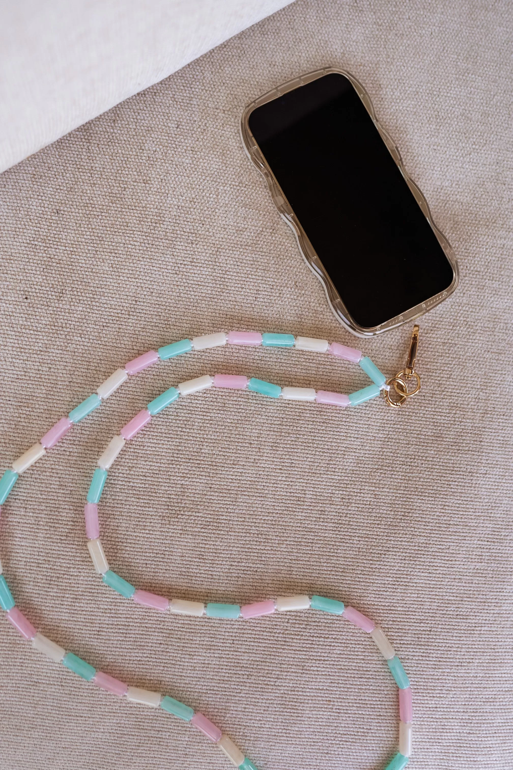 Jula Phone Cord In Pearls Roses, Green And White | Multicolored Cord | Ready To-Porter Online | -Easy Clothes Flash Sale