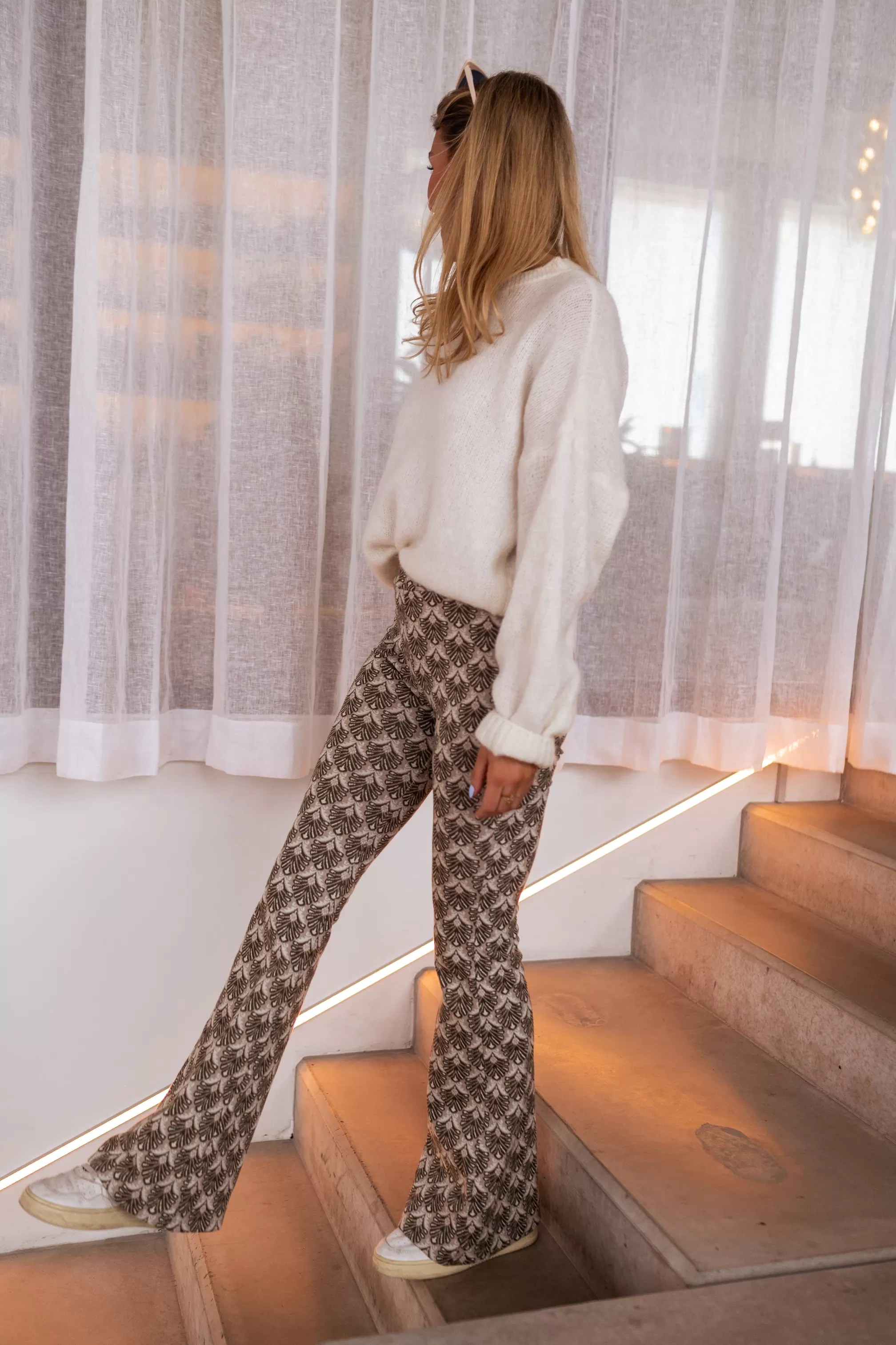 Pants Curtis Khaki Patterned | Pants Flared Patterned | Ready To-Porter Online | -Easy Clothes Cheap