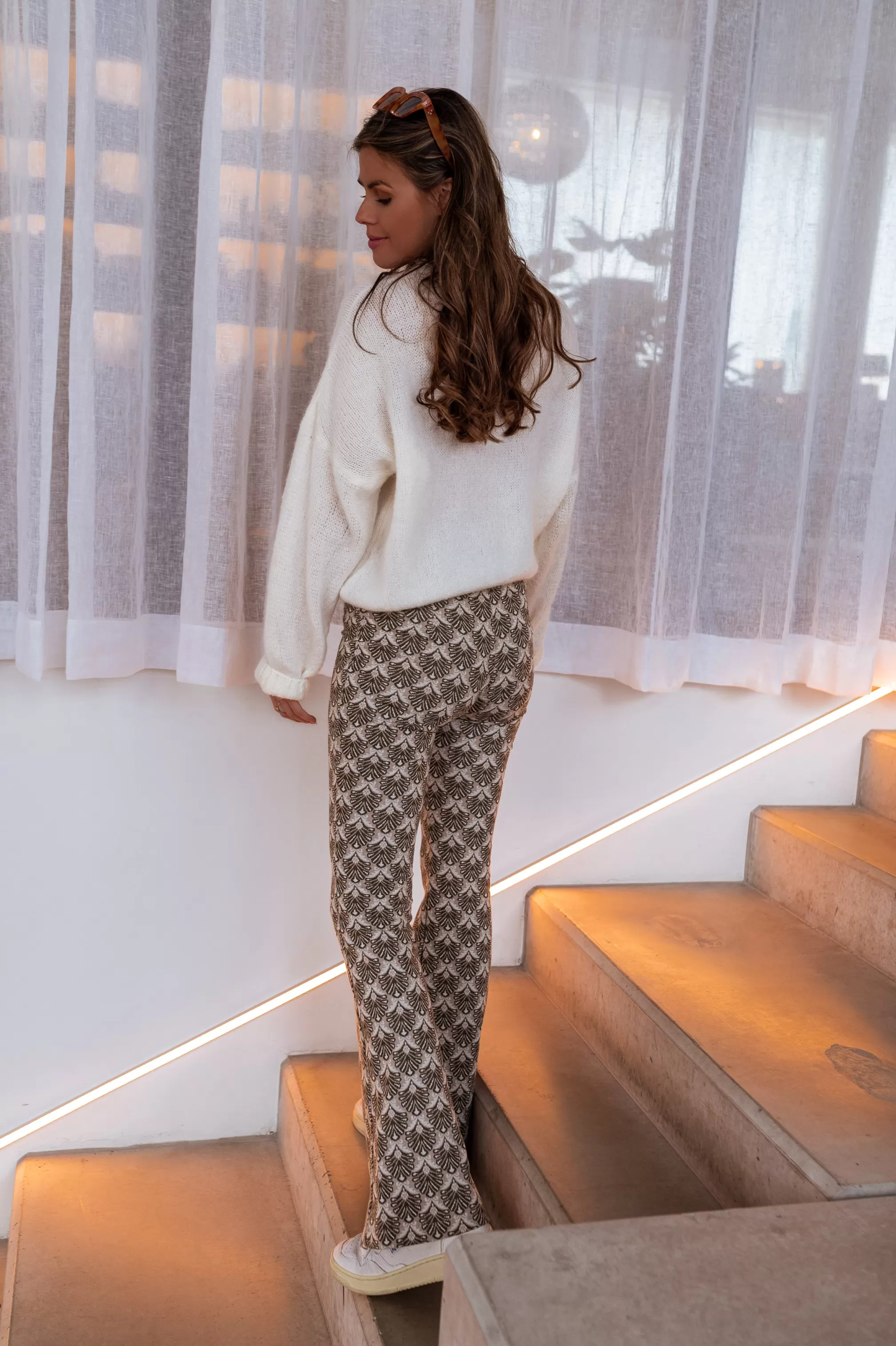 Pants Curtis Khaki Patterned | Pants Flared Patterned | Ready To-Porter Online | -Easy Clothes Cheap