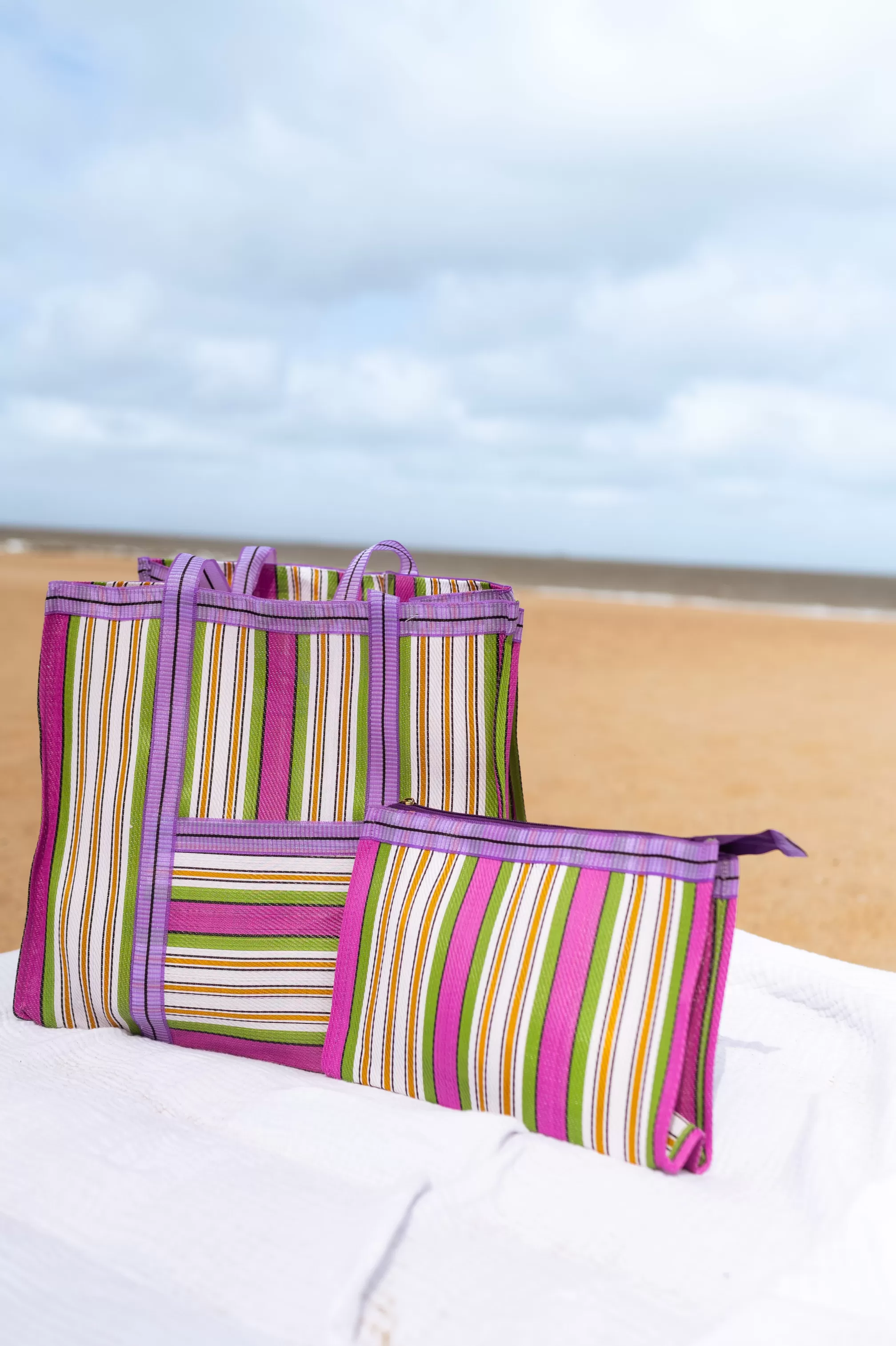 Sac Sevana à Lignes Vert | Sac De Plage Ligné | Prêt-à-porter En Ligne |  -Easy Clothes Online